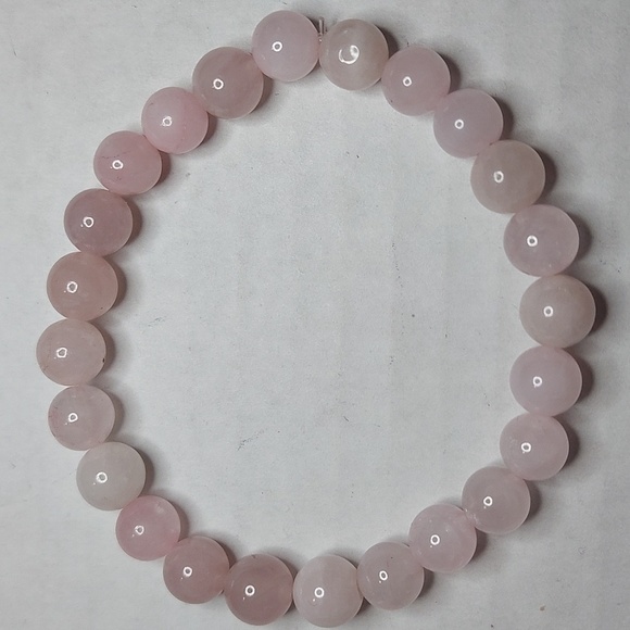 Rose Quartz stone Heart Pendant and Rose Quartz stone 8mm bead bundle #1 - Picture 2 of 7
